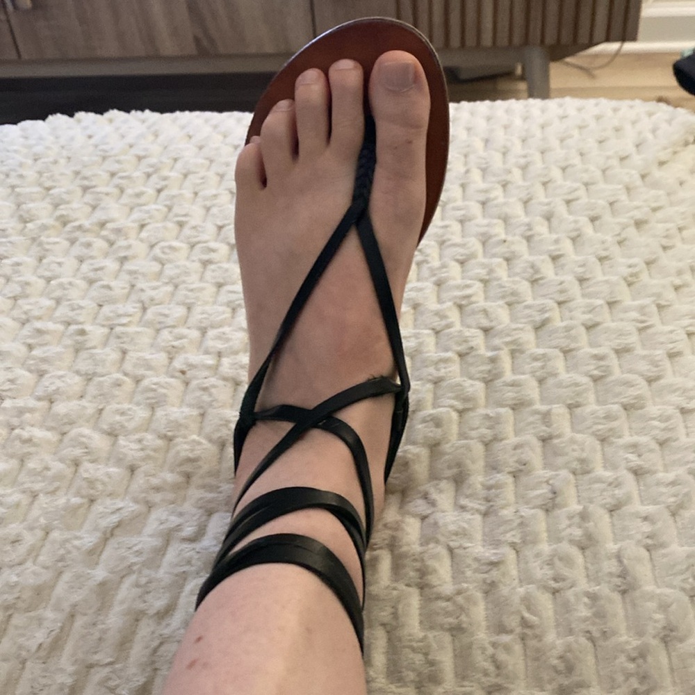 Women's Ecote Strappy leather Sandals - one Black pair/one Tan pair. Two for $18 - Picture 8 of 8